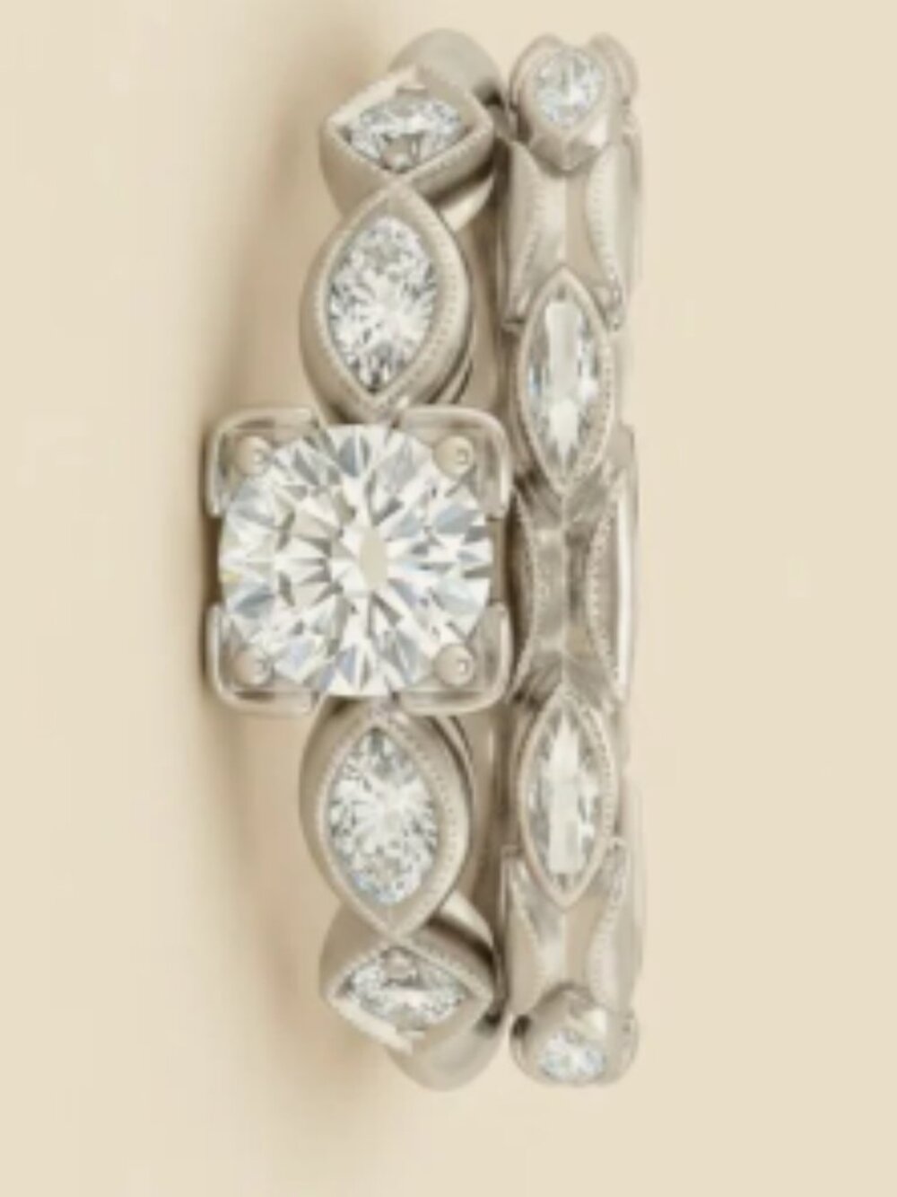 Art Deco Platinum Diamond Engagement Ring Wedding Complete Bridal Reasonable Set